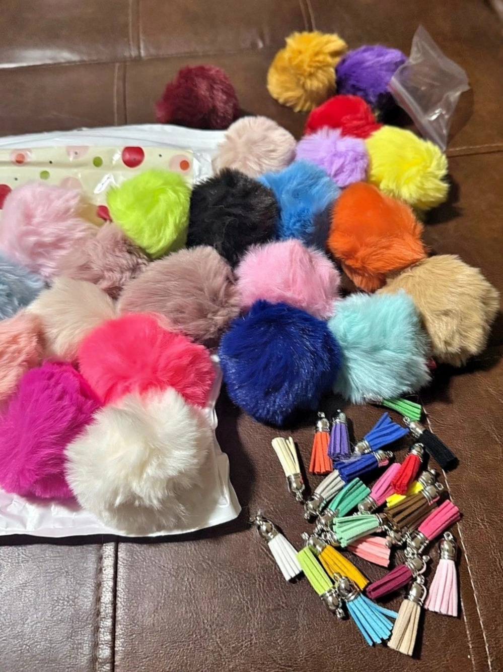Multicolor Pom-Pom & Tassel Charms craft project 24 piece bundle - Picture 2 of 8